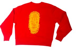 Iyoba Idia Embroidered Oversize HEAVY Sweatshirt (Red/Gold)