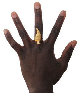 Iyoba Idia Profile Ring - Gold-Plated Bronze (Unisex and Adjustable)