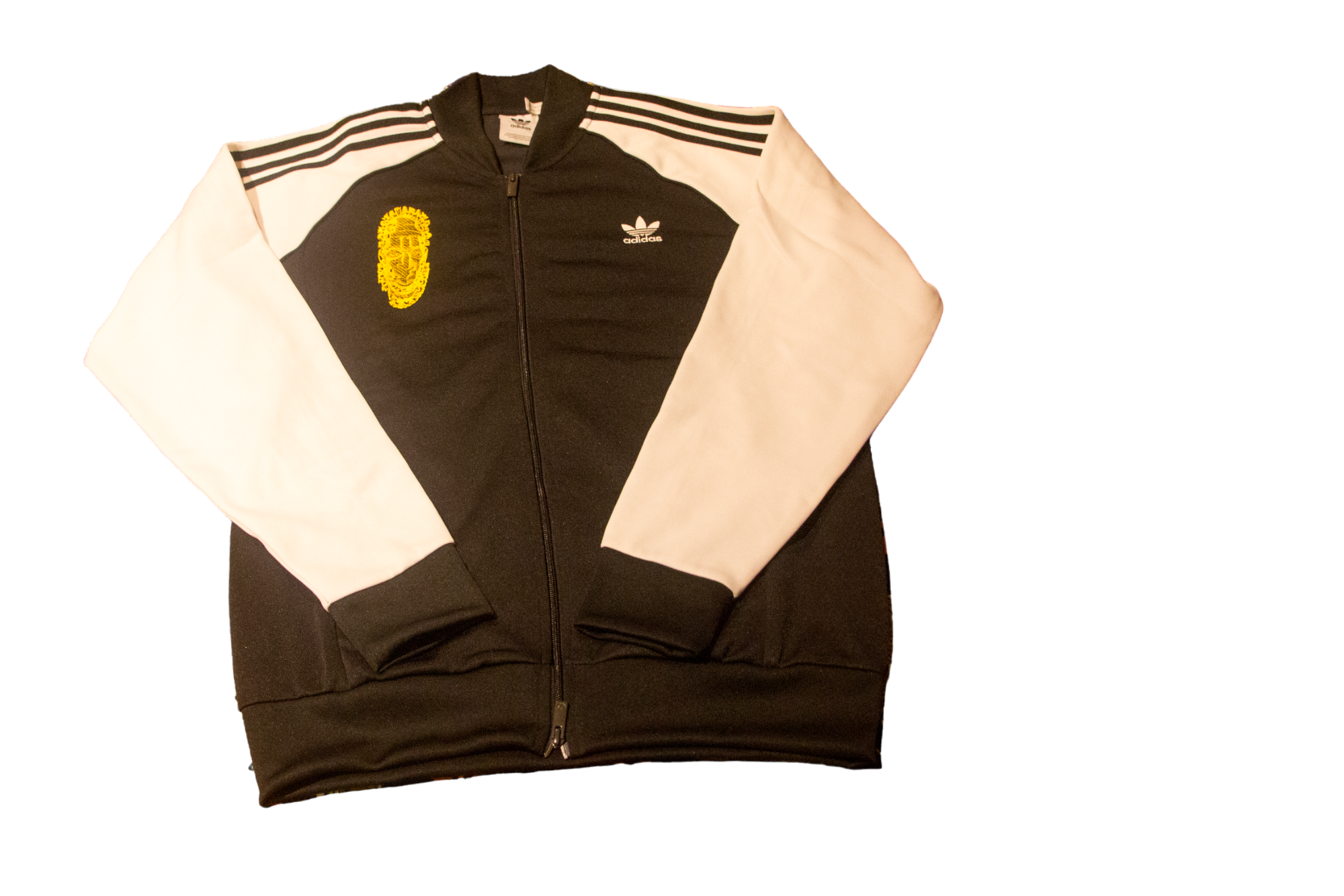 Special Edition: Re-Worked Adidas Iyoba Idia Embroidered Tracksuit Top (Black/White/Gold)