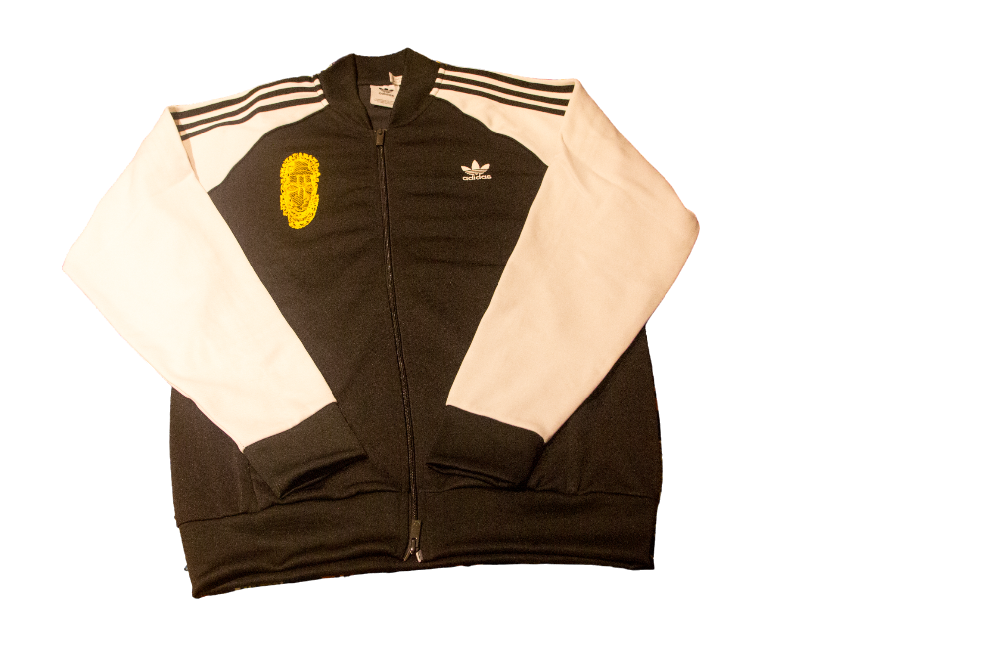 Black and gold adidas tracksuit hot sale