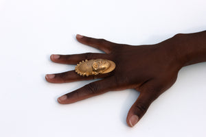 Iyoba Idia Oversize Bronze Mask Ring (adjustable)