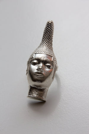 Iyoba Idia Oversize Sterling Silver  Mask Ring (adjustable)