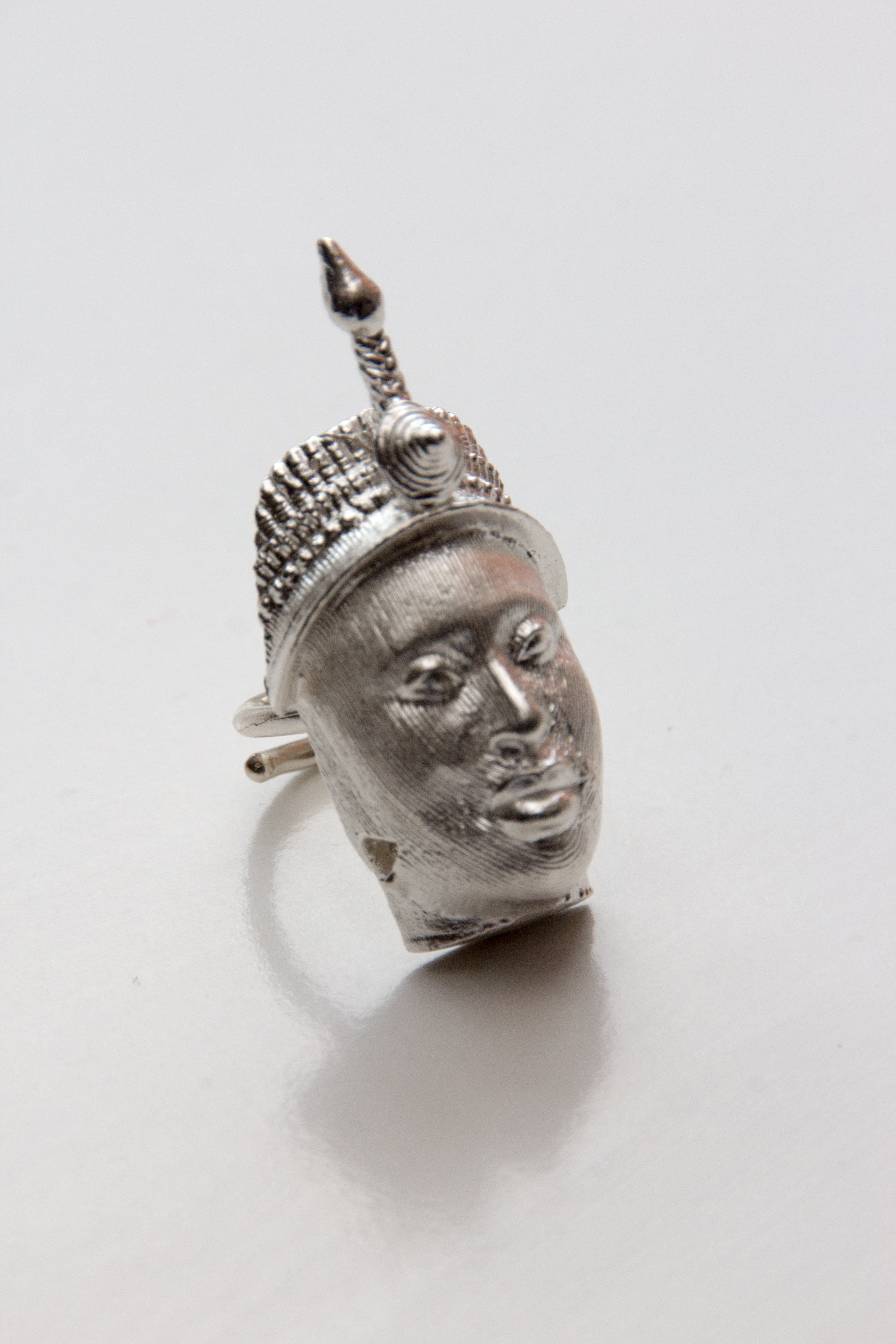 Kingdom of Ife Head Sterling Silver Ring (Medium)