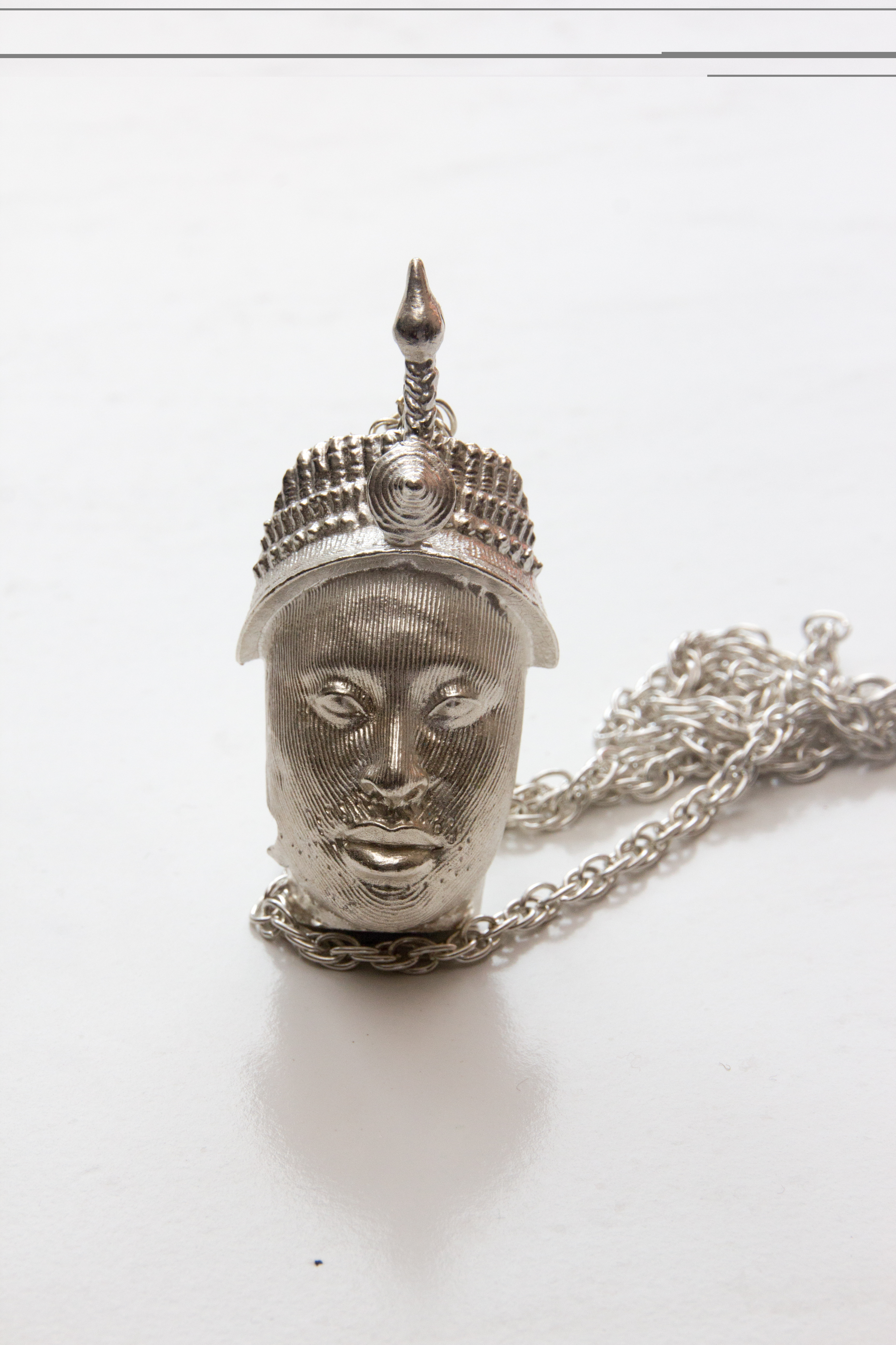 Ife Head Oversize Sterling Silver  Pendent