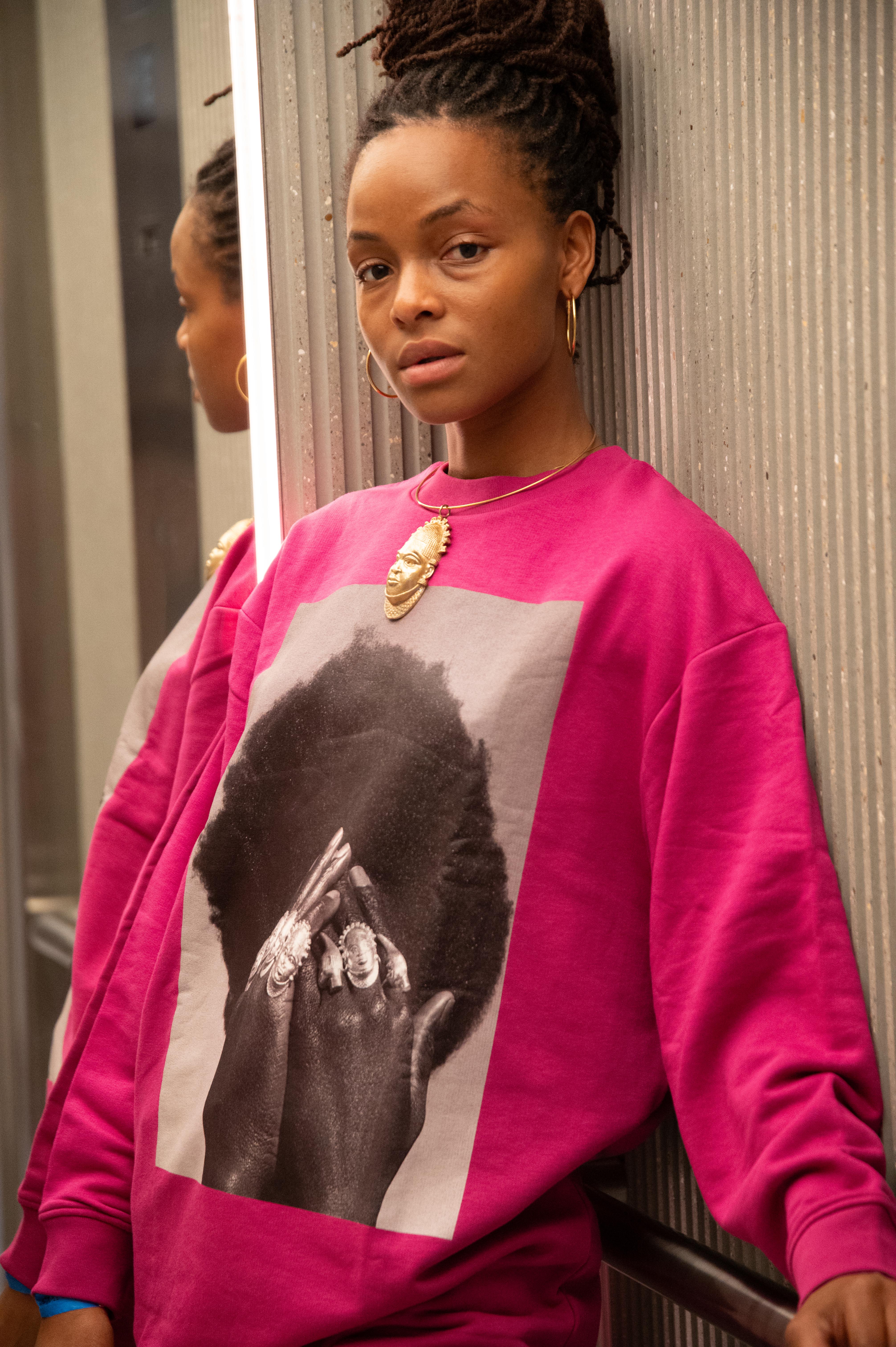 "The Hidden Oba" Oversize Sweater Dress (Orchid Flower)