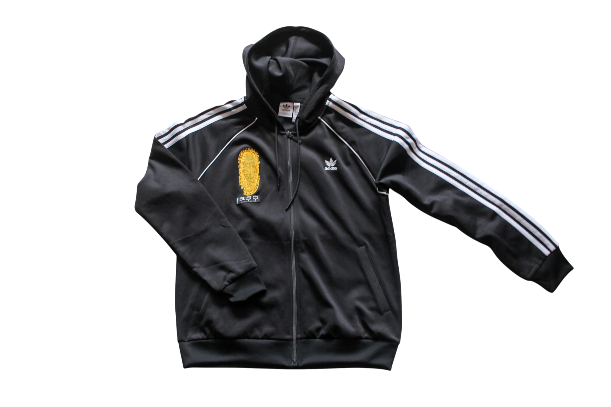 Special Edition: Re-Worked Adidas Women's  Iyoba Idia Embroidered Hooded Tracksuit Top (Black/White)