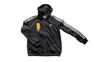 Special Edition: Re-Worked Adidas Women's  Iyoba Idia Embroidered Hooded Tracksuit Top (Black/White)