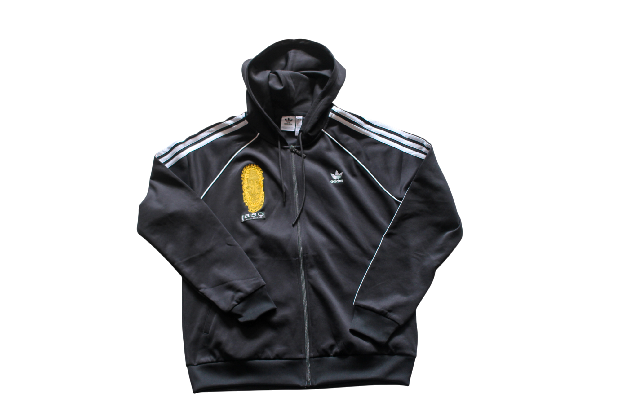 Special Edition: Re-Worked Adidas Women's  Iyoba Idia Embroidered Hooded Tracksuit Top (Black/White)