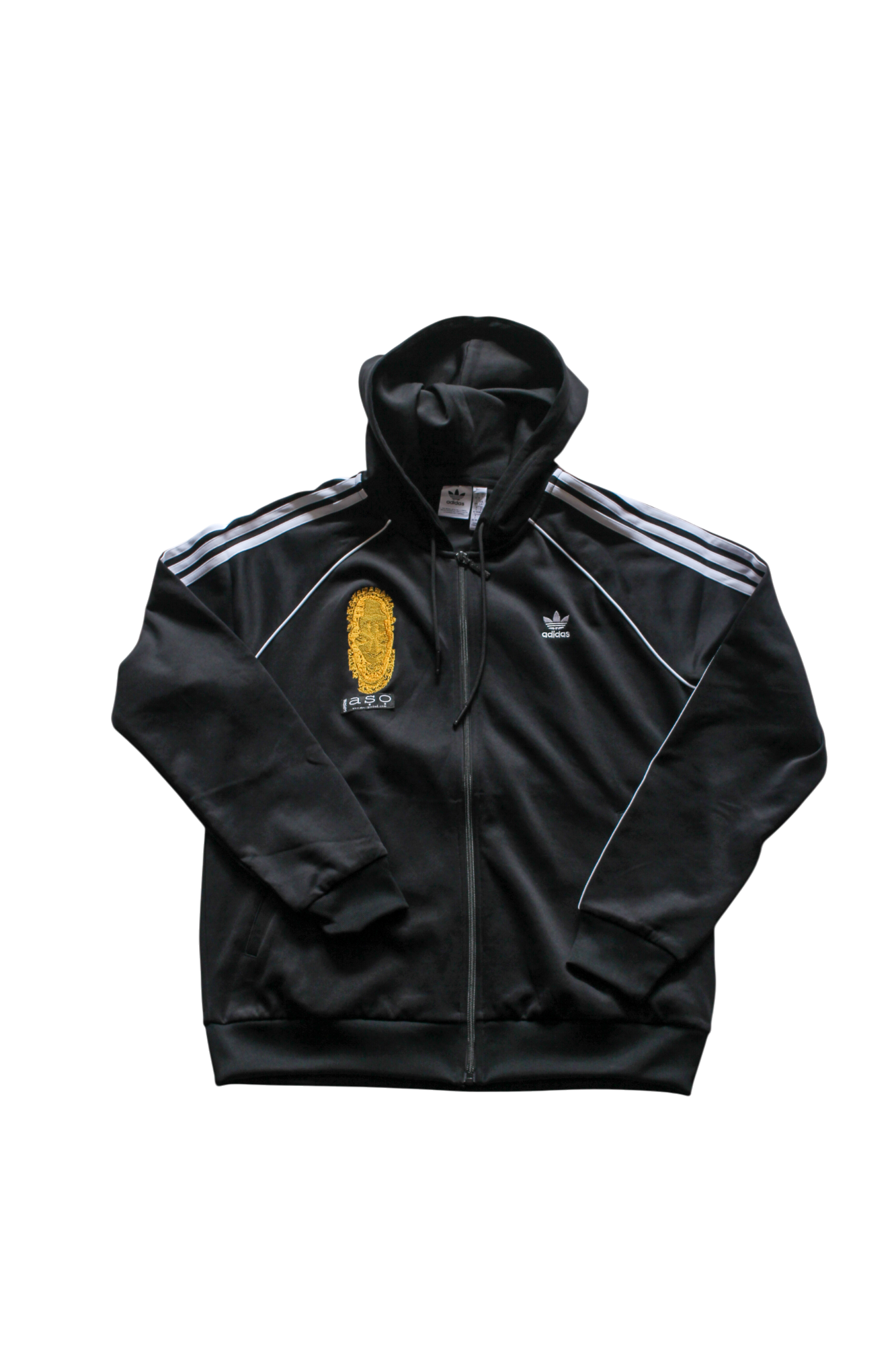 Special Edition: Re-Worked Adidas Women's  Iyoba Idia Embroidered Hooded Tracksuit Top (Black/White)