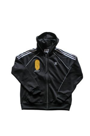 Special Edition: Re-Worked Adidas Women's  Iyoba Idia Embroidered Hooded Tracksuit Top (Black/White)