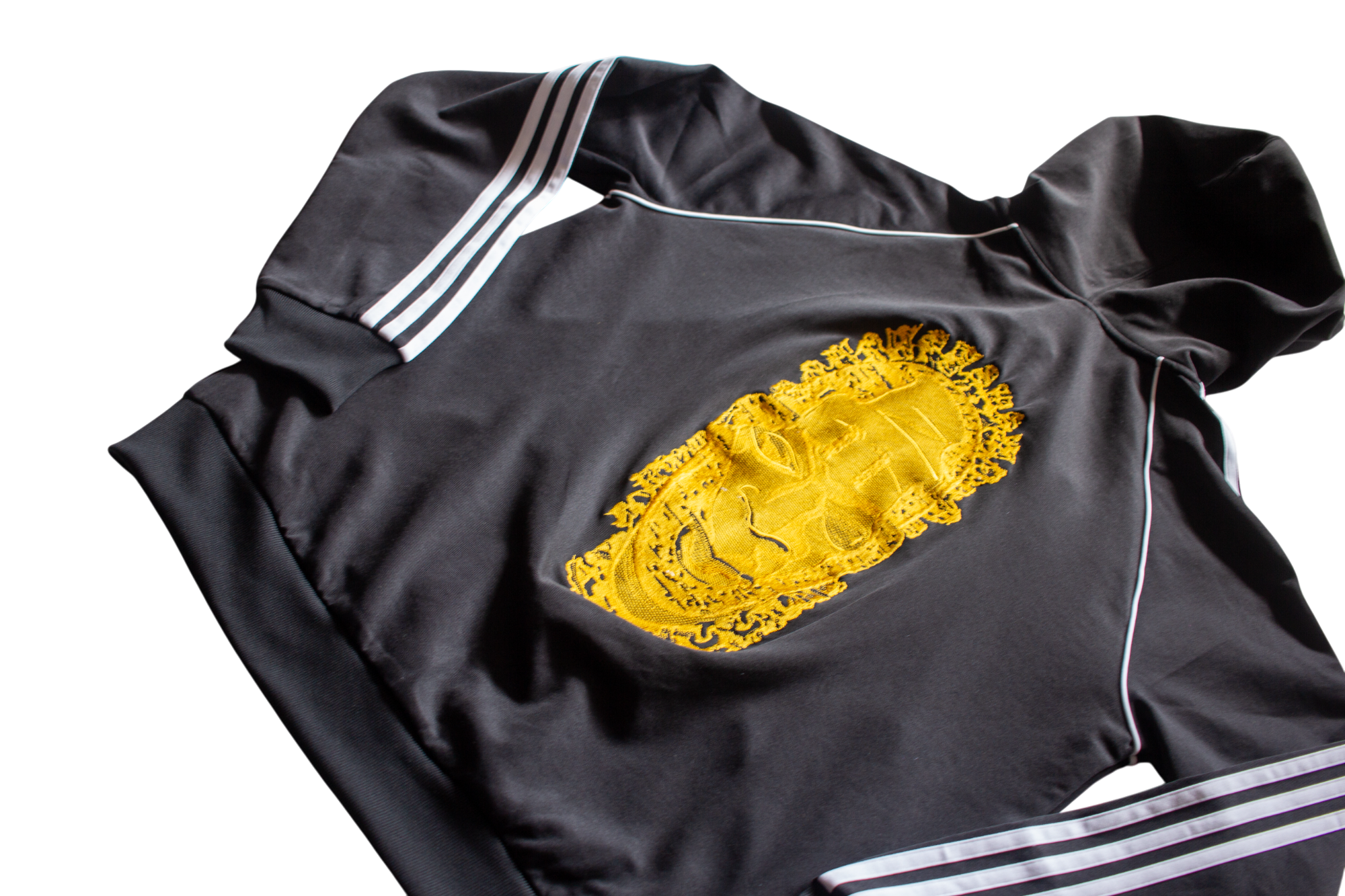 Special Edition: Re-Worked Adidas Women's  Iyoba Idia Embroidered Hooded Tracksuit Top (Black/White)