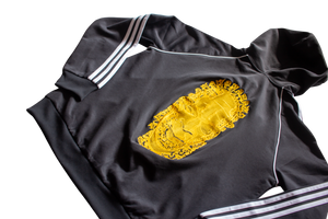 Special Edition: Re-Worked Adidas Women's  Iyoba Idia Embroidered Hooded Tracksuit Top (Black/White)