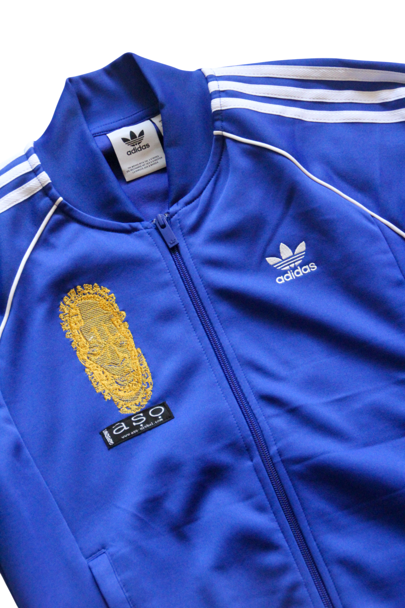 Special Edition: Re-Worked Adidas Iyoba Idia Embroidered Tracksuit Top (Semi Lucid Blue) (Copy)