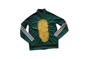 Special Edition: Re-Worked Adidas Womens  Iyoba Idia Embroidered Tracksuit Top (Emerald Green/Gold)