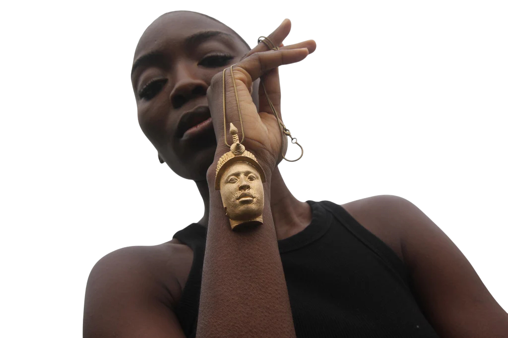 Ife Head Oversize Bronze Pendent