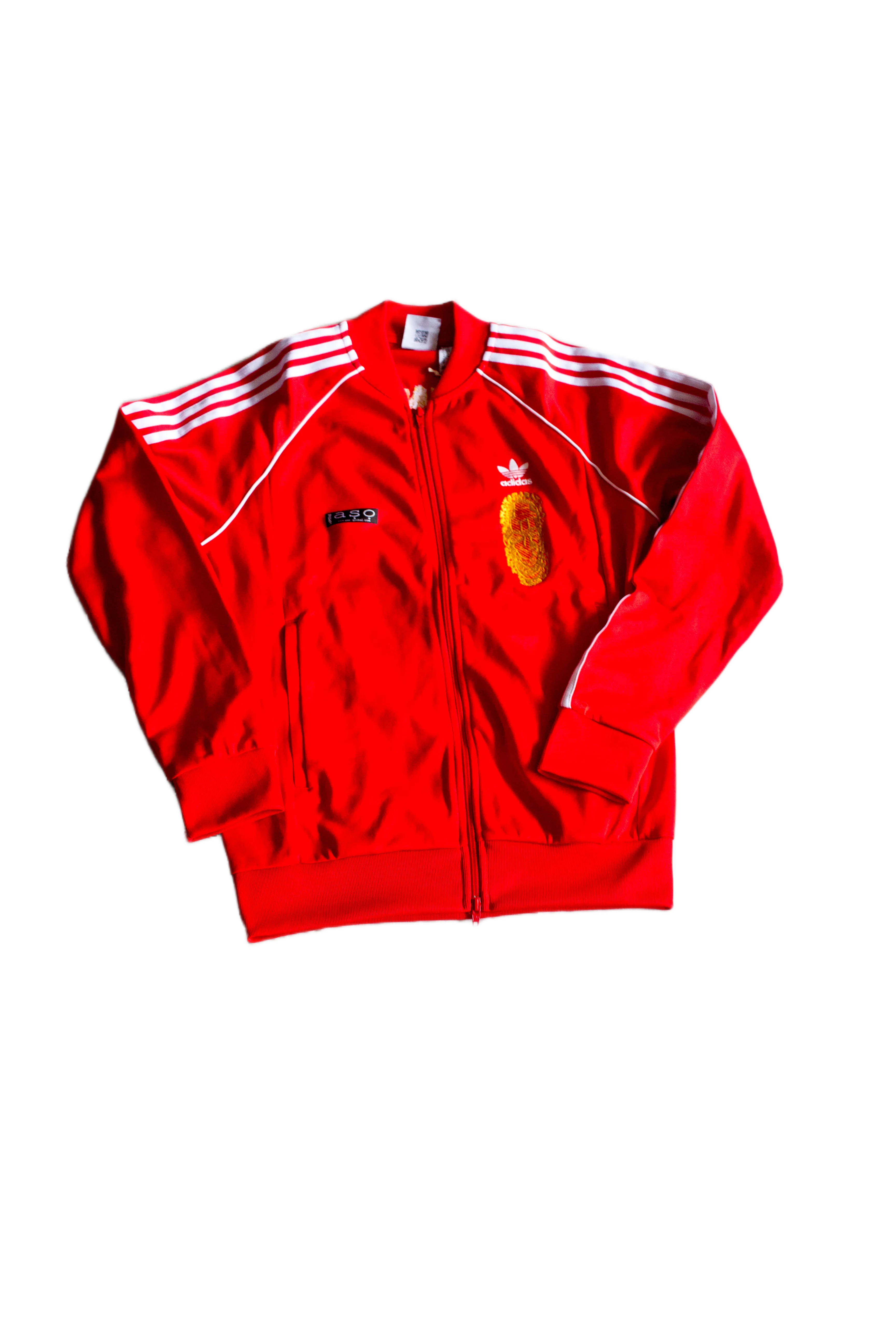 Special Edition: Re-Worked Adidas Iyoba Idia Embroidered Tracksuit Top (Red/Gold)