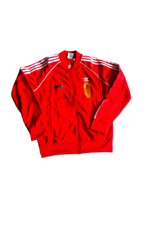 Special Edition: Re-Worked Adidas Iyoba Idia Embroidered Tracksuit Top (Red/Gold)