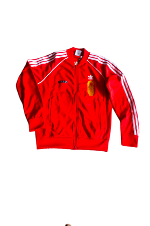 Special Edition: Re-Worked Adidas Iyoba Idia Embroidered Tracksuit Top (Red/Gold)