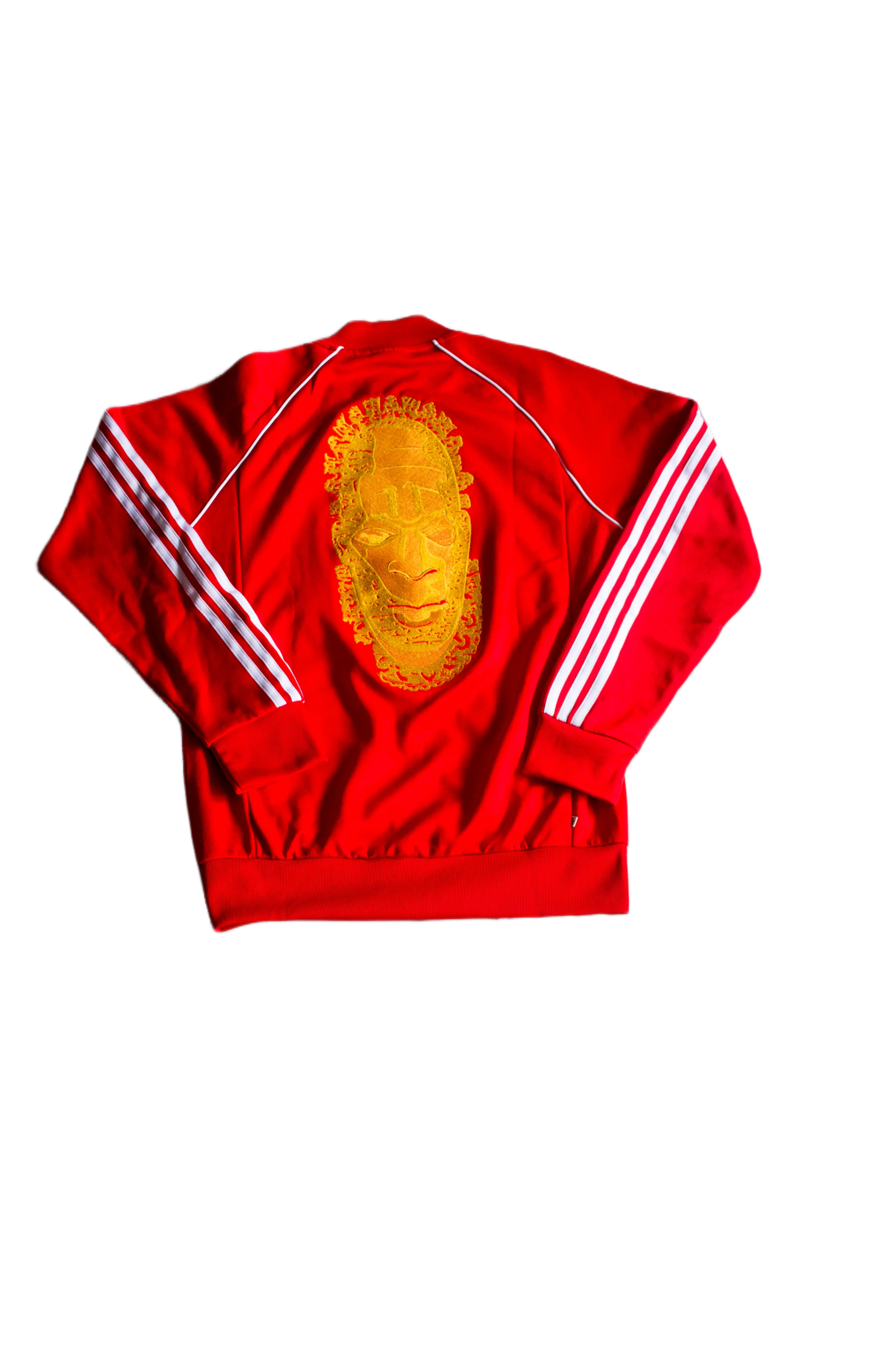 Special Edition: Re-Worked Adidas Iyoba Idia Embroidered Tracksuit Top (Red/Gold)