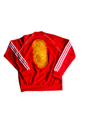 Special Edition: Re-Worked Adidas Iyoba Idia Embroidered Tracksuit Top (Red/Gold)