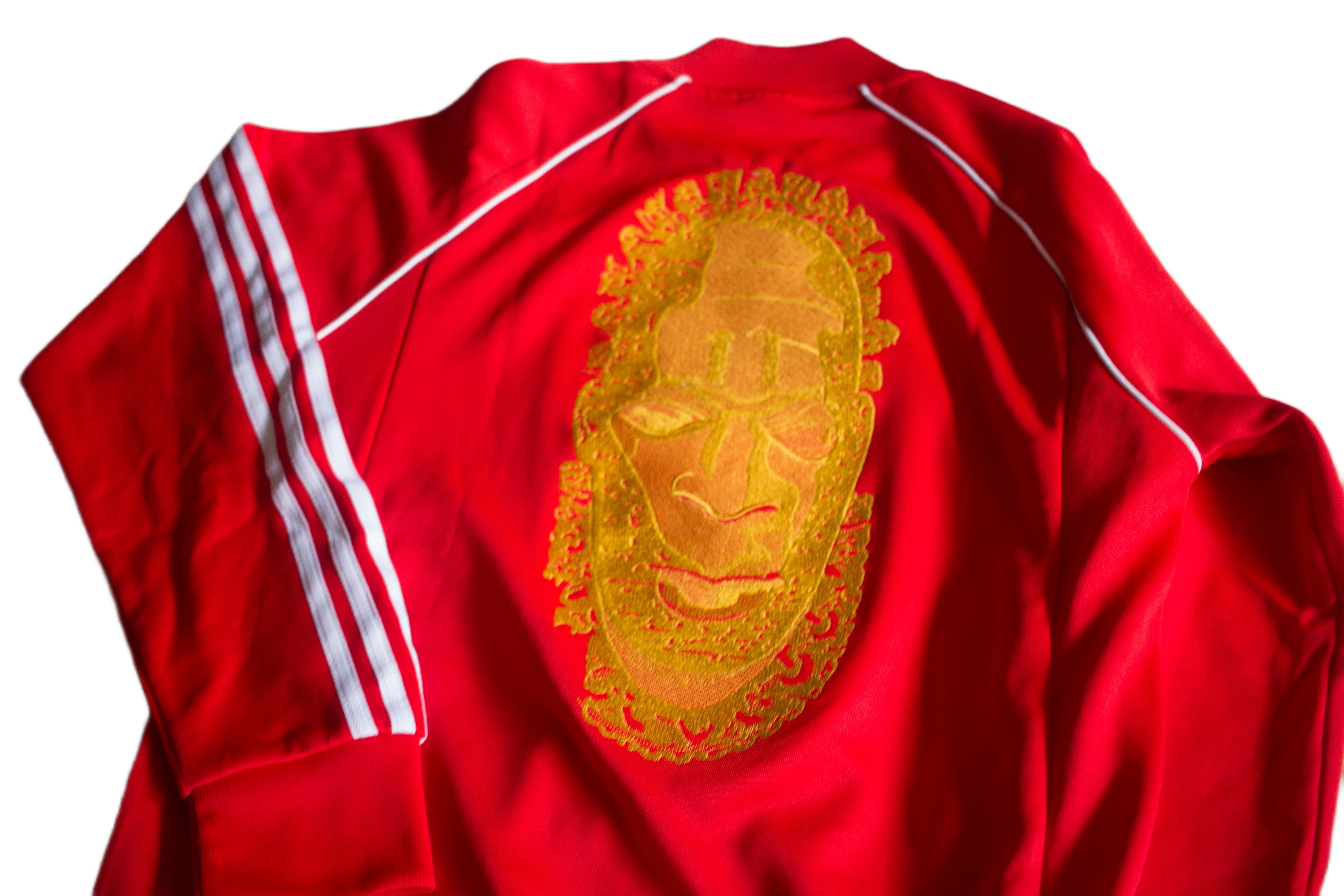 Special Edition: Re-Worked Adidas Iyoba Idia Embroidered Tracksuit Top (Red/Gold)