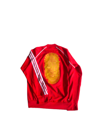 Special Edition: Re-Worked Adidas Iyoba Idia Embroidered Tracksuit Top (Red/Gold)