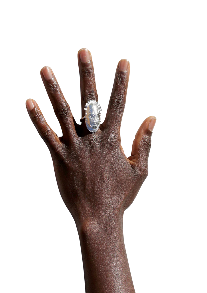 Iyoba Idia Mask Ring - Silver (Unisex and Adjustable)