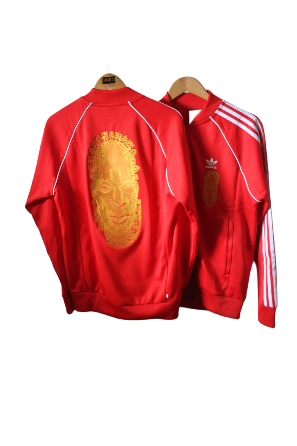 Special Edition: Re-Worked Adidas Iyoba Idia Embroidered Tracksuit Top (Red/Gold)