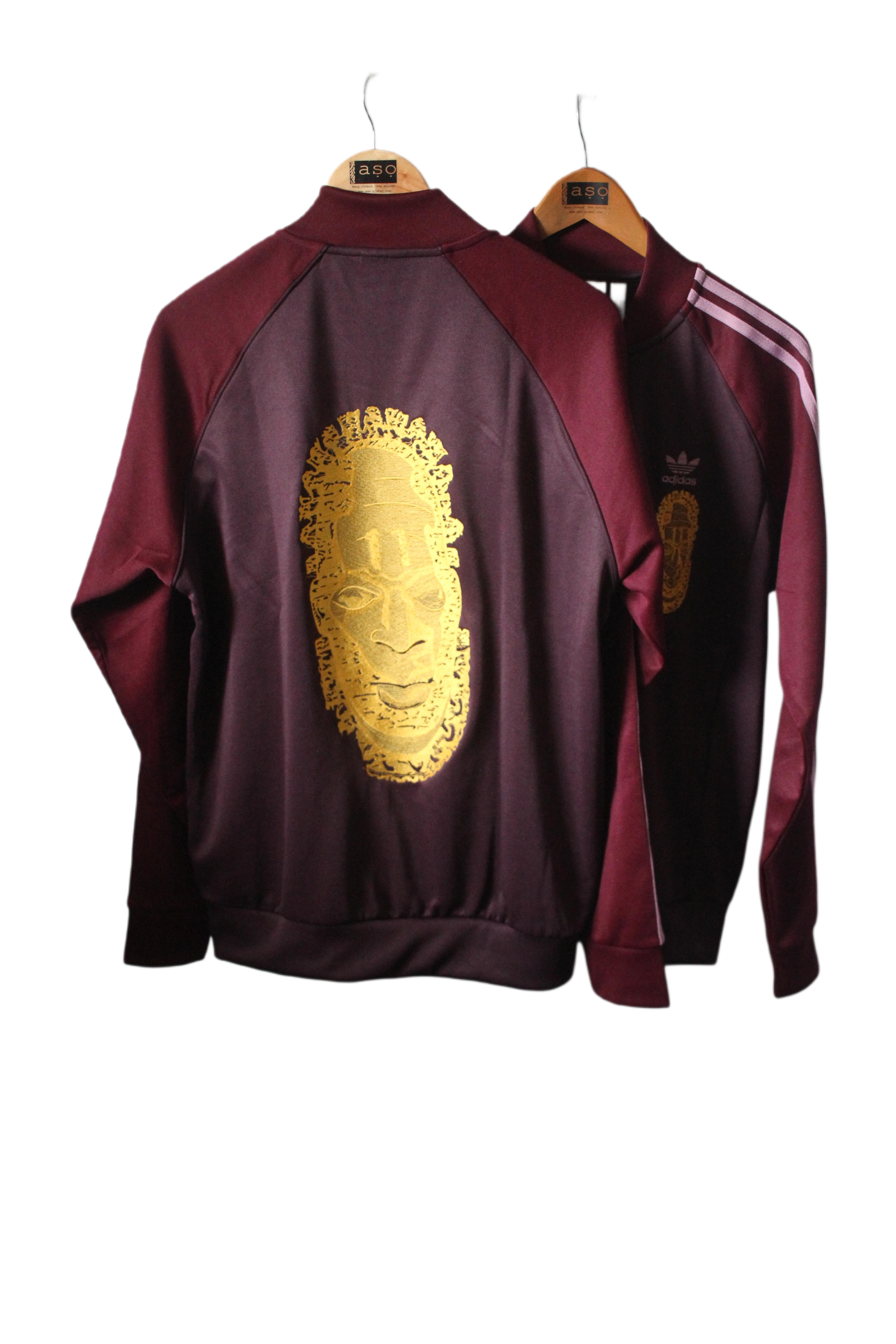 Special Edition: Re-Worked Adidas Iyoba Idia Embroidered Tracksuit Top (Purple/Dark Purple/Gold))