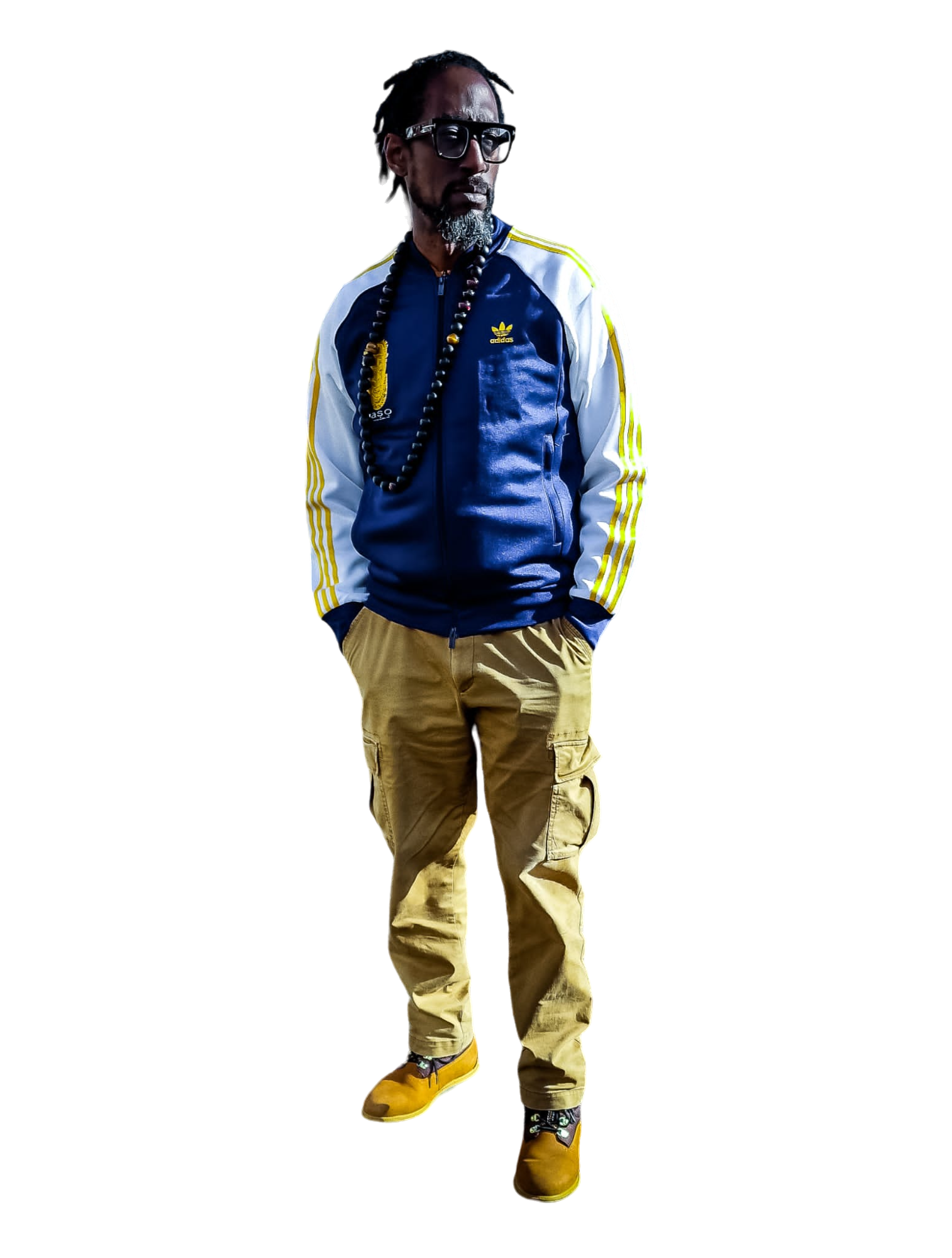 Special Edition: Re-Worked Adidas Iyoba Idia Embroidered Tracksuit Top (Blue/White/Gold))