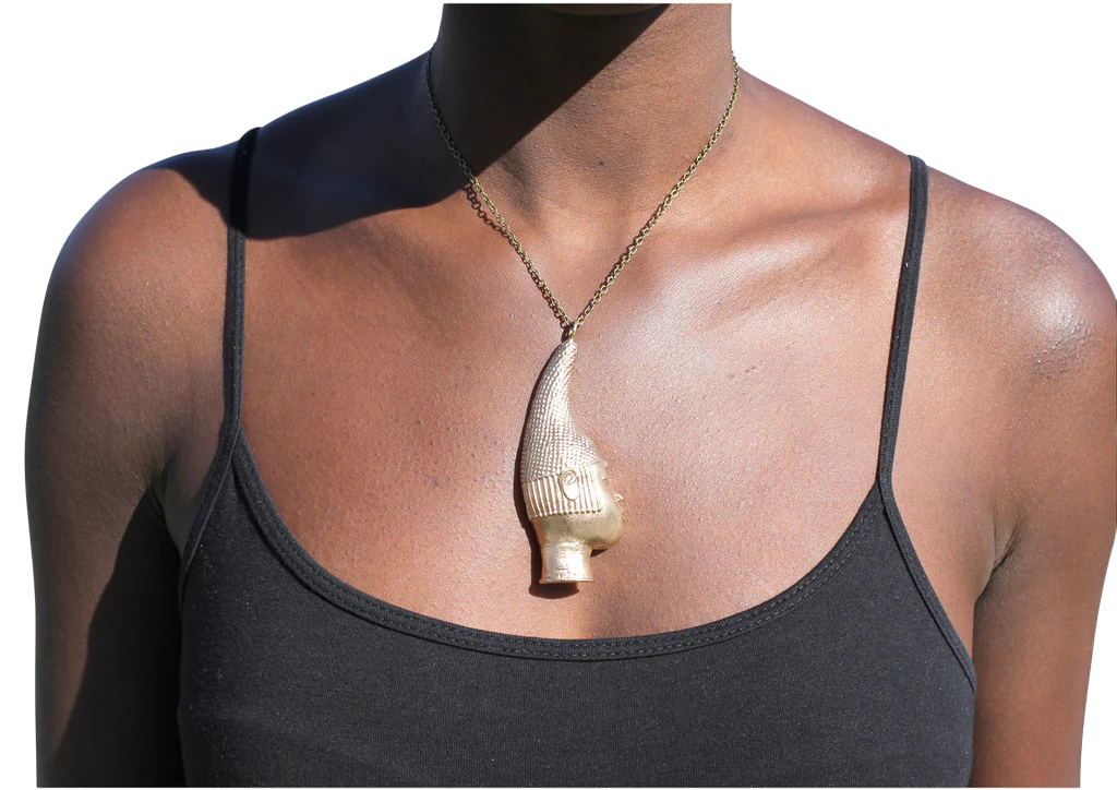 Iyoba Idia Profile Oversize  Bronze Pendent