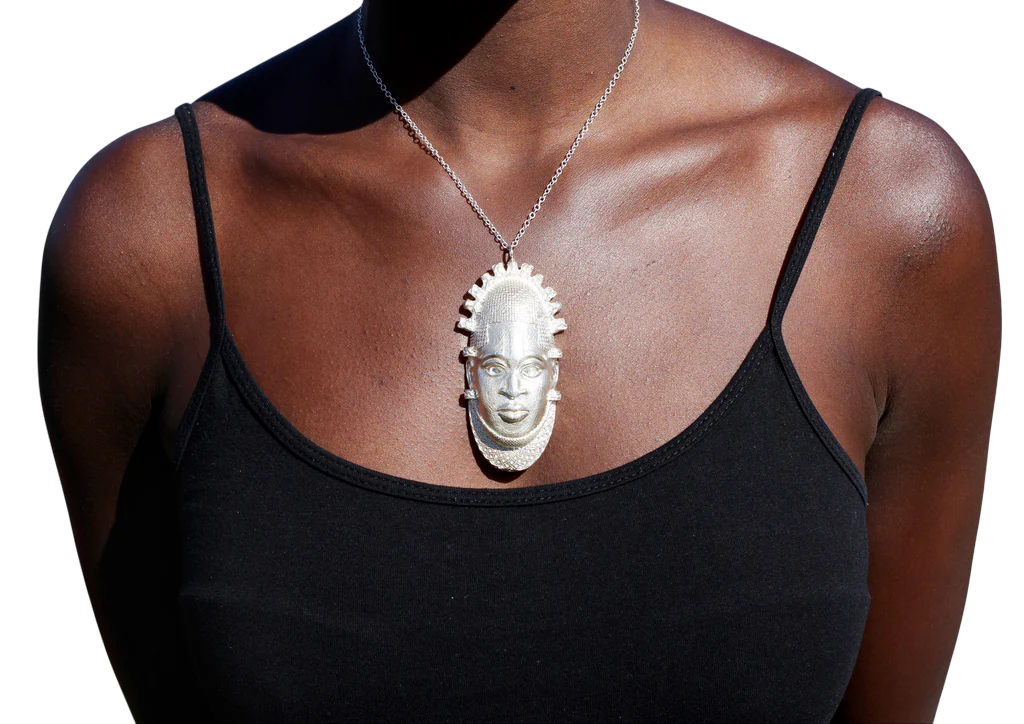 Iyoba Idia Mask Oversize Sterling Silver (hallmarked) Pendent