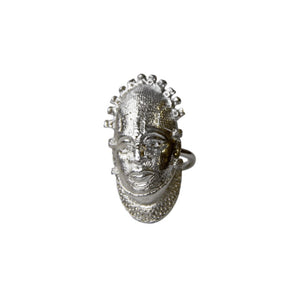 Iyoba Idia Mask Ring - Silver (Unisex and Adjustable)