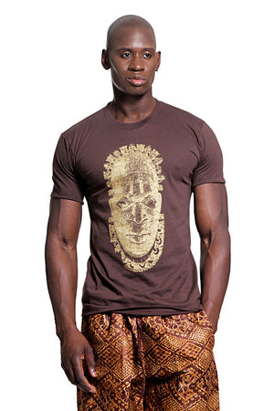 Iyoba Idia Mask T-shirt  (Brown/Gold) Mens
