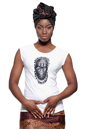 Iyoba Idia Mask T-shirt (White/Black) Womens
