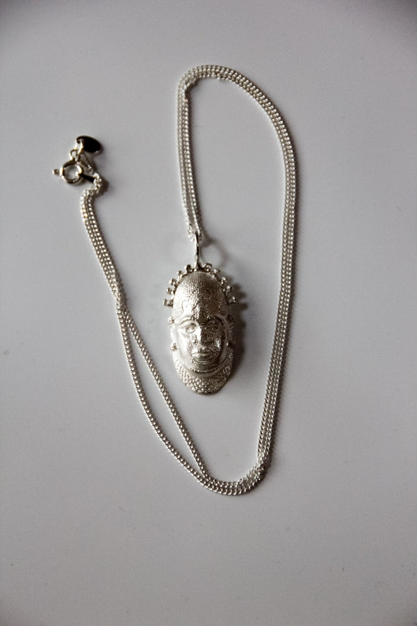 Iyoba Idia Mask Small Sterling Silver (hallmarked) Pendent