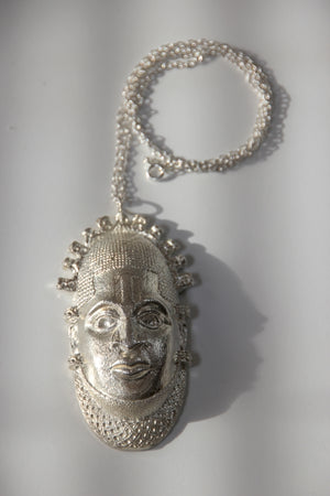 Iyoba Idia Mask Oversize Sterling Silver (hallmarked) Pendent