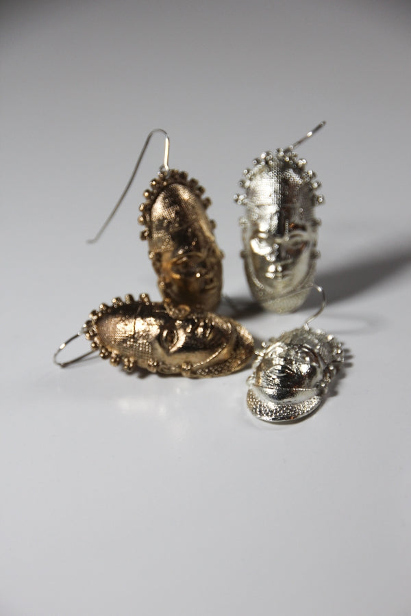 Special Edition Iyoba Idia Mask Drop Earrings (Bronze)