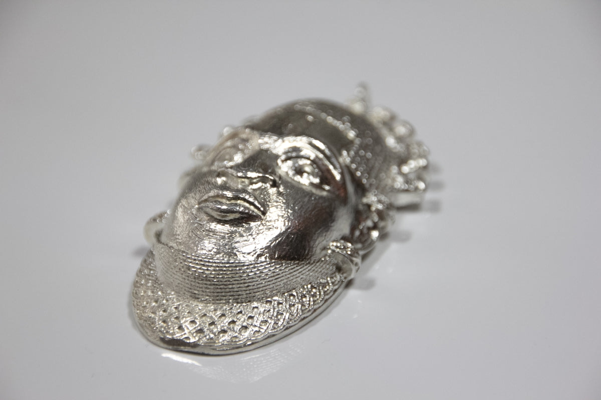 Iyoba Idia Mask Oversize Sterling Silver (hallmarked) Pendent