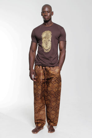 Iyoba Idia Mask T-shirt  (Brown/Gold) Mens