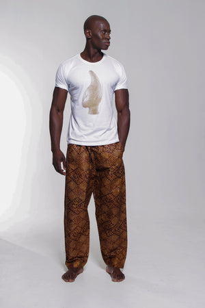 Iyoba Idia Profile T-shirt (White/Muted Gold) Mens